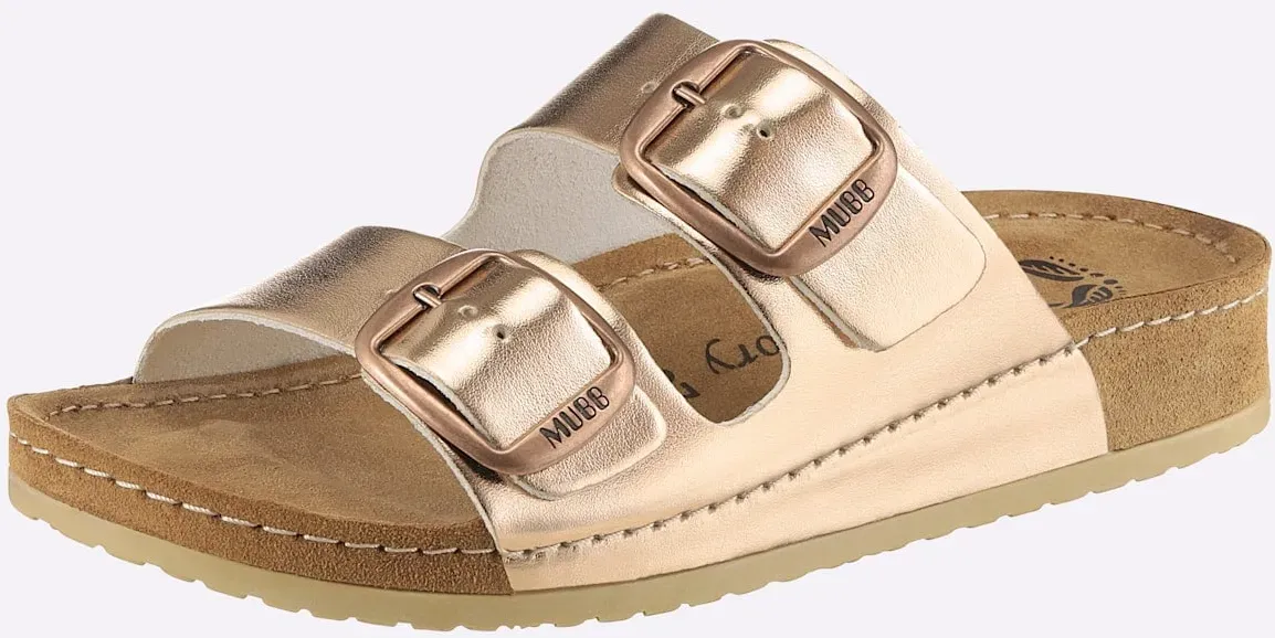 Pantolette MUBB, Damen, Gr. 40, roségoldfarben, Glattleder, Rindsleder, Schuhe Pantolette