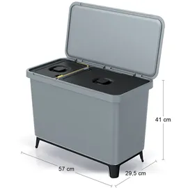KEDEN Recycling-Sortiersystem 57 x 29 x 41 cm 2-tlg. grau