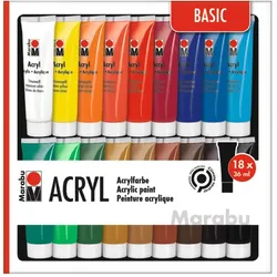 Marabu Acrylfarben 18er-Sortierung BASIC
