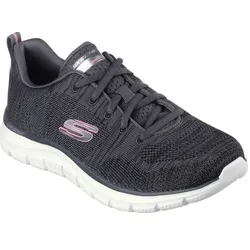 Sneaker SKECHERS "TRACK-DAYTIME DREAMER", Damen, Gr. 41, grau (dunkelgrau), Textil, sportlich, Schuhe, Freizeitschuh, Halbschuh, Schnürschuh in bequemer Form