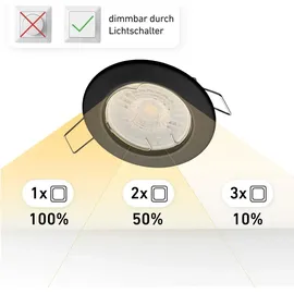 Oktaplex lighting 6er Set Oktaplex Einbaustrahler 3-Step dimmbar inkl. LED Modul 3000K warmweiß - Deckenspots Schwarz - Schwarz