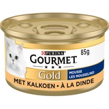 Gourmet Gold Mousse Katzenfutter, Nassfutter mit Truthahn - 24x85g - (24 Dosen; 2,04kg)