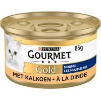 Gourmet Gold Mousse Katzenfutter, Nassfutter mit Truthahn - 24x85g - (24 Dosen; 2,04kg)