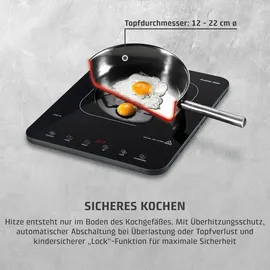 CASO Design CASO ProSlim 2000 - Mobiles Induktionskochfeld, 2000W, 10 Leistungs- & Temperaturstufen, Sensor-Touch, LED-Anzeige, Auto-Topferkennung, Timer, Überhitzungsschutz, Kindersicherung, Schwarz