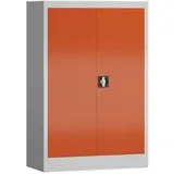 Aktenschrank Metallschrank abschließbar 1200 x 800 x 380 mm lichtgrau/feuerrot X-530394