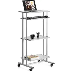 ROCADA 5220V22 Computertisch Rollen 3 Ablagefächer 68x126x49cm, hellsilber