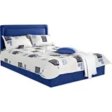 Westfalia Schlafkomfort Polsterbett, blau, B:150cm L:210cm, Bezug Bett: Mikrofaser (100% Polyester);Bonnell-Federkernmatratze: Mischgewebe (51% Polyprophlen, 39% Polyester, 10% Baumwolle);Kaltschaummatratze: Frottee (100% Polyester), Bezug abnehm- und waschbar bis 60C, WESTFALIA