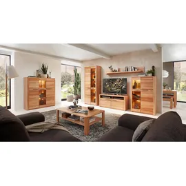 Stella Trading NATURE ONE TV-Lowboard in Kernbuche Metall, Kernbuche, massiv, 3 Fächer, 131x58x45 cm Kabeldurchlass, Wohnzimmer, - 131 x 58 x 45 (B/H/T)