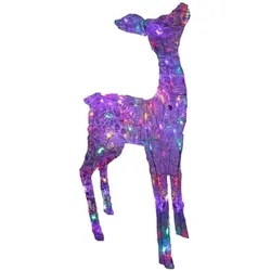 Lex XL LED Acryl Hirschkuh Weihnachtsfigur 104cm beleuchtet Weihnachtsdeko Außen & Innen multicolor : Multicolor