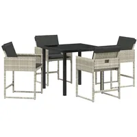 VidaXL 5-teiliges Garten-Essset mit Kissen in Hellgrau aus Poly-Rattan