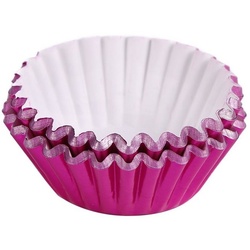 Miss Bakery’s House Muffinform Mini Muffinförmchen folienbeschichtet, (Magenta 120-tlg), kleine Metallic-Papierbackförmchen für Mini-Cupcakes und Minimuffins rosa