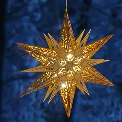 Weihnachtsstern Holz mit 6 warm-weißen LED