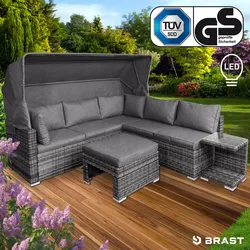 Polyrattan Lounge-Insel mit LED grau/anthrazit