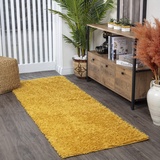 Surya Home Shaggy Berber Teppich Läufer - Flauschiger Teppich für Wohnzimmer, Schlafzimmer, Berber Langflor Hochflor Teppich Weiss flauschig - Teppich Läufer 80x220 cm Läufer Flur in Gelb