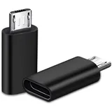 USB C auf Micro USB Adapter 2 Stück, Micro USB (Stecker) auf USB-C (Buchse) Adapter Kompatibel mit Samsung Galaxy S7/S6/S5/S4/S3, Note 5/4/3, Android-Telefonen und MicroUSB-Geräten (Schwarz)