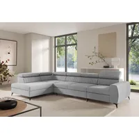Fun Möbel Ecksofa Schlafsofa Sofa TORONTO XL Stoff Element Hellgrau Ottomane Links - Grau