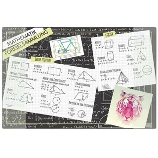 IDENA Schreibtischunterlage mit zwei Einstecktaschen, Formelsammlung, ca. 58,5 x 38,5 cm groß, praktisches Zubehör für Kinder-, Jugend- und Arbeitszimmer
