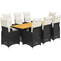 vidaXL Garten-Bistro-Set 9-tlg. Schwarz