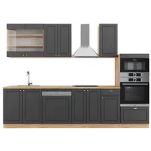 Vicco Küchenzeile Fame-Line 300 cm Eiche Anthrazit Gold