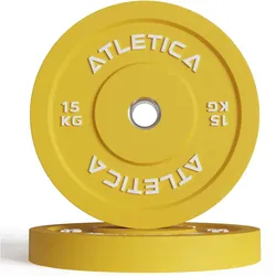 ATLETICA Color Bumper Plates | 2x15kg |Ø 50 mm Edelstahlring |Robust & langlebig EINHEITSGRÖSSE