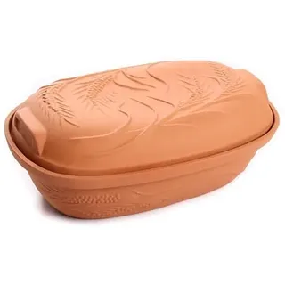 Keramiktopf Steingut Ton Topf Rund Brätertopf Dampf Garer Thermo Tontopf Terrakotta Keramik (4,5L)