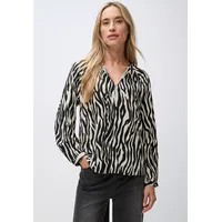 STREET ONE Tunika STREET ONE, Damen, Gr. 34, schwarz, Web, 100% Viskose, normal, V-Ausschnitt, eng Bündchen, Tuniken, mit Zebra-Print