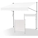 ISOISL Klemmmarkise 300 cm breit, Balkonmarkise mit Handkurbel, UV-beständig, Höhenverstellbar, Sonnenschutz und Wasserdicht Markise Balkon ohne Bohren für Balkon Terrasse Garten(Weiß)
