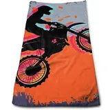 KATATI Motorrad Strandtuch 90x180 cm, Weich Schnell Trocknen Microfaser Handtücher, 3D Strandhandtuch Motorrad Badetuch Strandlaken Handtuch, Herren Frauen Badetücher