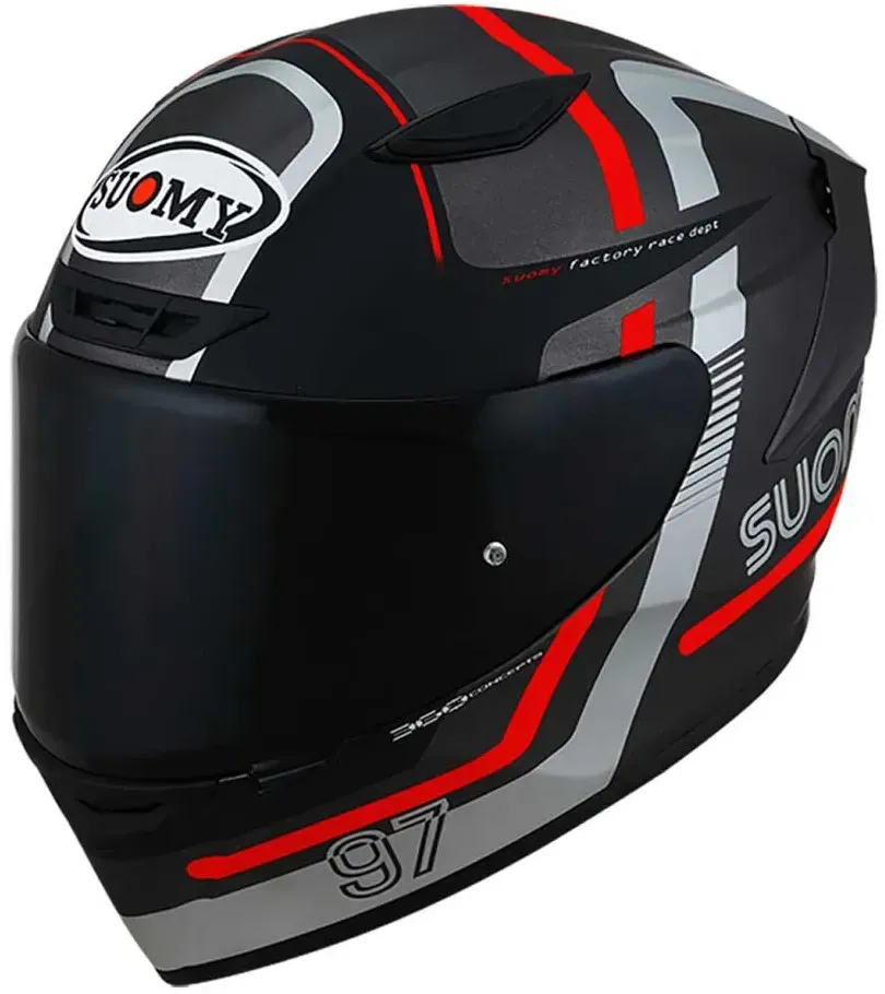 Suomy Track-1 Ninety Seven Integralhelm - Matt Gun Metal / Red - L