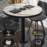 GGM Möbel Bistrotisch Ø 70 x 75 cm Weiß Marmor/Schwarz