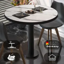 GGM Möbel Bistrotisch Ø 70 x 75 cm Weiß Marmor/Schwarz
