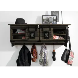 Massivmoebel24 Wandgarderobe Railway grau