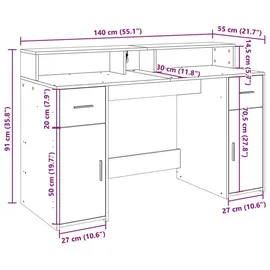 vidaXL Gaming-Tisch Betongrau