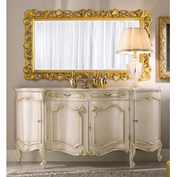 Casa Padrino Luxus Barock Möbel Set Cremefarben / Gold - 1 Barock Sideboard & 1 Barock Wandspiegel - Barock Möbel - Luxus Qualität - Made in Italy