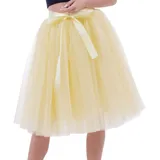 Tüllrock Damen Tüll Röcke Tütü Tutu Erwachsene Rock Tüll Petticoat Unterrock Tüllröcke Midi Karneval Ballett Tutu Kostüm Tütüs Prinzessin Fasching Tüllröckchen 50er Rockabilly 6 Schicht Gelb - Taille 65-120 CM, Länge 65 CM