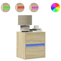 VidaXL Wand-Nachttische mit LED-Leuchten 2 Stk. Sonoma-Eiche
