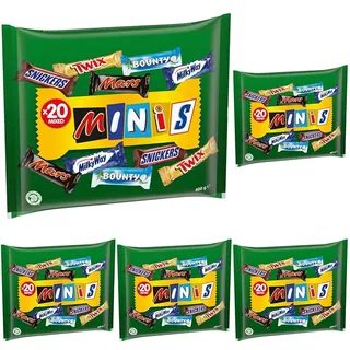 Mars Mixed Minis Beutel, Mars, Snickers, Bounty, Twix, Milky Way, Schokolade Großpackung, eine Packung (1 x 400 g) (Packung mit 5)