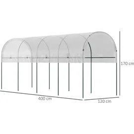 Outsunny Tomatengewächshaus Stahl Weiß PE 400 cm 5,44 m2