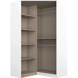 Rauch Möbel Nidda, Eckschrank mit 2 Spiegeltüren, Eckkleiderschrank Kleiderschrank Schrank mit Stauraum, Drehtürenschrank, 2-türig, Farbe Alpinweiß, 117x197x104cm