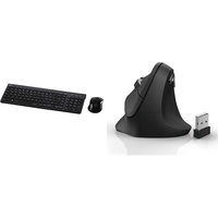 Hama Funk-Tastatur mit Maus Set kabellos (deutsches QWERTZ Layout) schwarz & kabellose Maus ergonomisch (Wireless Funk-Maus mit optischem Sensor 1000/1400/1800dpi) schwarz