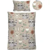 biberna Feinbiber, Kinderbettwäsche Größe 100x135 cm 40x60 cm, Taupe