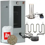 ITA Räucherofen Räucherofen 7002 - Premium Räucherschrank aus Edelstahl 3 Etagen 81 cm, 1-St., Mit Elektroheizung für Heißräuchern & Rauchgenerator für Kalträuchern silberfarben