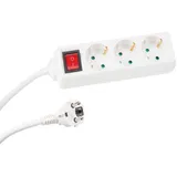 Perel Steckdosenleiste mit Schalter, 3 Schutzkontakt-Steckdosen, Kabel 1.5 m, 3G1.5, Innenbereich, Weiß
