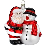 Holly & Jolly Weihnachtsmann mit Schneemann 11 cm rot/weiß