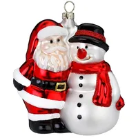 Holly & Jolly Weihnachtsmann mit Schneemann 11 cm rot/weiß