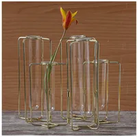 MARELIDA Deko Vase mit 5 Reagenzgläsern - Blumenvase -