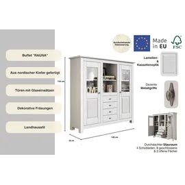 Home Affaire Buffet Rauna Highboard 146 x 38 x 134 cm Weiß