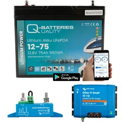 Q-Batteries Lithium Akku 12,8V 75Ah mit Victron Orion-Tr 12/12-18A DC/DC