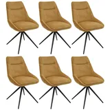 Mendler 6er-Set Esszimmerstuhl HWC-M65, Küchenstuhl Lehnstuhl Stuhl, drehbar Auto-Position Metall Stoff/Textil ~ senfgelb