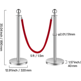 Vevor Absperrpfosten 1,5 m Silber